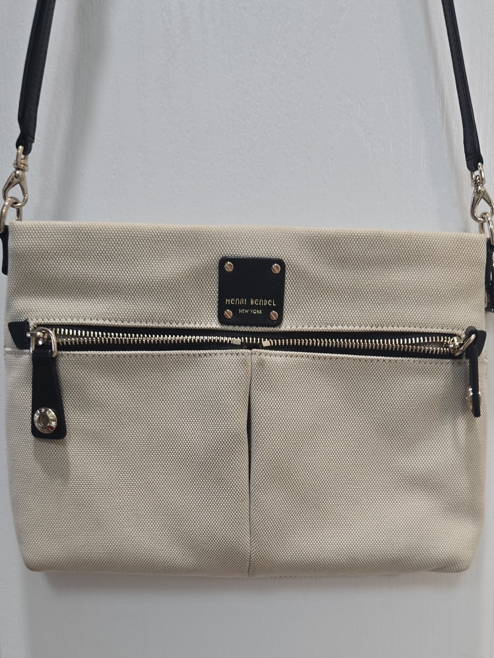 Henri Bendel Beige Crossbody with Black Accents